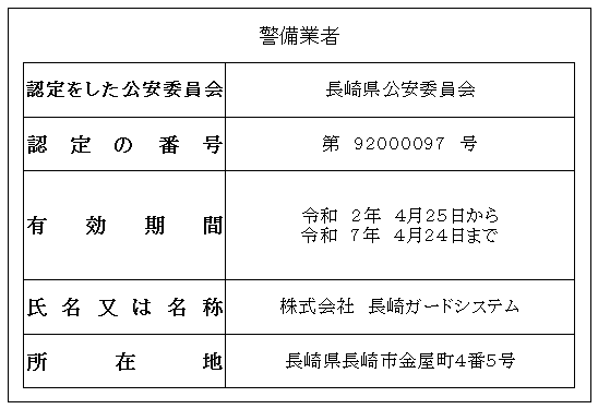 長崎ガードシステム業務案内イメージ